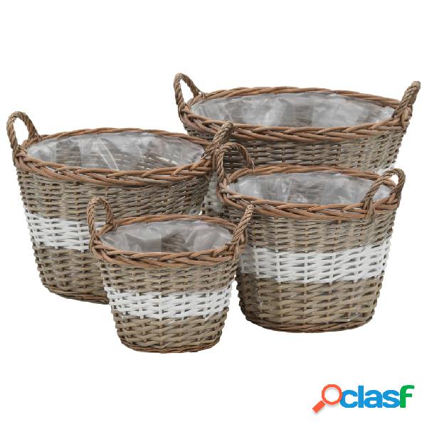 vidaXL Letti Rialzati da Giardino 4 pz in Vimini e