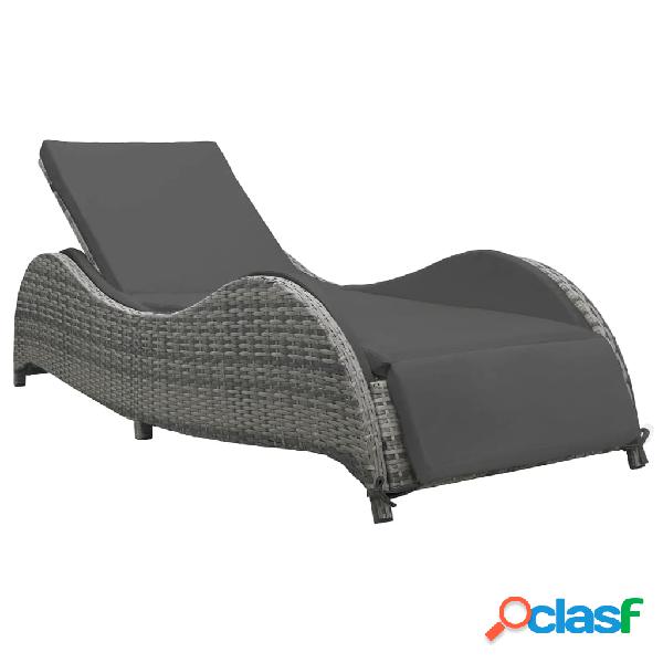 vidaXL Lettino Prendisole con Cuscino in Polyrattan