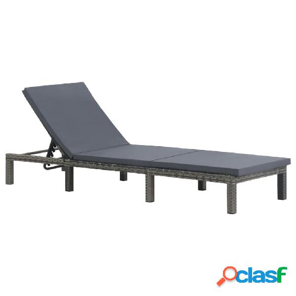 vidaXL Lettino Prendisole con Cuscino in Polyrattan