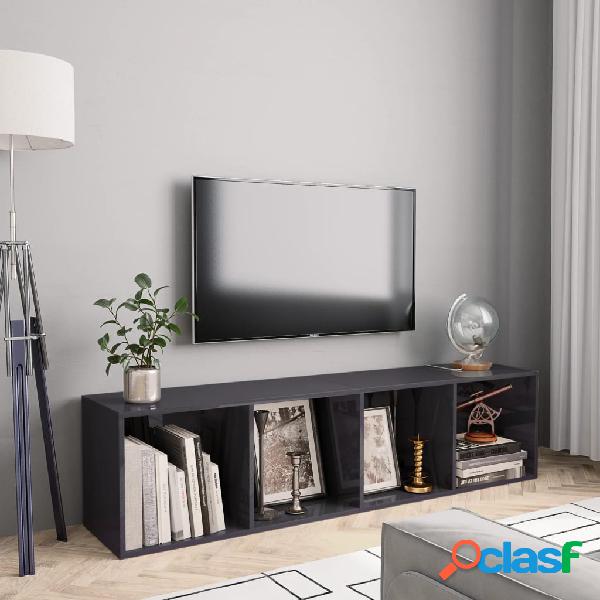 vidaXL Libreria/Mobile TV Grigio Lucido 143x30x36 cm