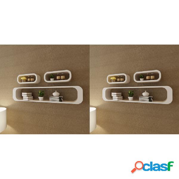 vidaXL Mensole a Cubo da Parete 6 pz Bianco