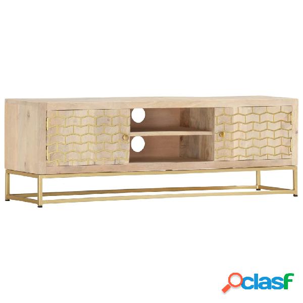 vidaXL Mobile Porta TV Oro 120x30x40 cm in Legno Massello di