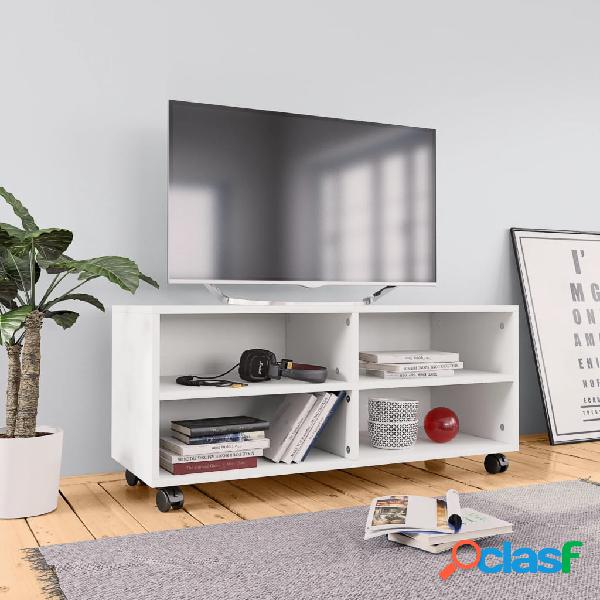 vidaXL Mobile TV con Ruote Bianco 90x35x35 cm in Truciolato