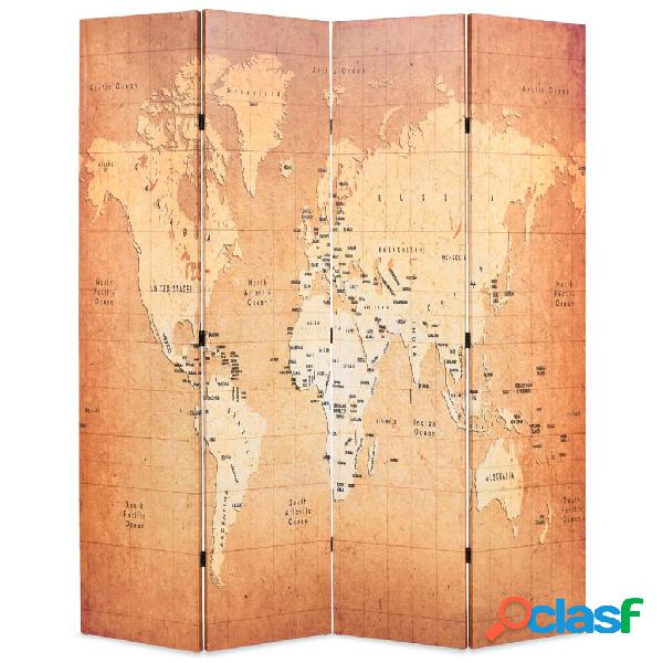 vidaXL Paravento Pieghevole 160x170 cm Stampa Mappa del