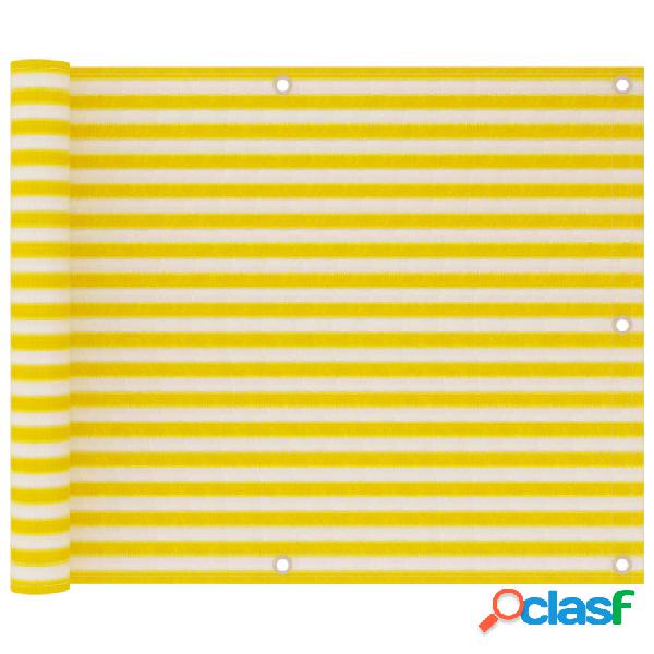 vidaXL Paravento da Balcone Giallo e Bianco 75x300 cm in