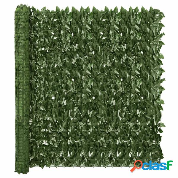 vidaXL Paravento da Balcone con Foglie Verde Scuro 400x150
