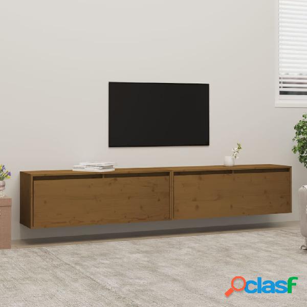 vidaXL Pensili 2 pz Marrone Miele 100x30x35 cm Legno