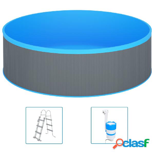 vidaXL Piscina con Scaletta e Pompa 350x90 cm Grigia