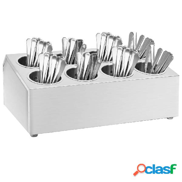 vidaXL Portaposate con 8 Inserti Rettangolare in Acciaio