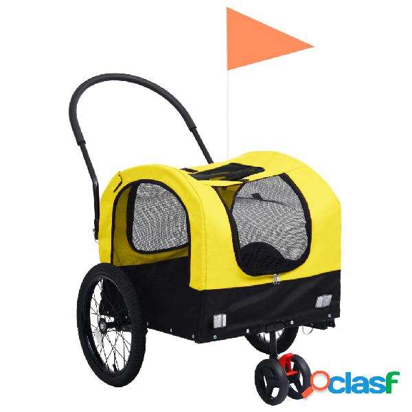 vidaXL Rimorchio Bici per Animali e Carrello Jogging Giallo