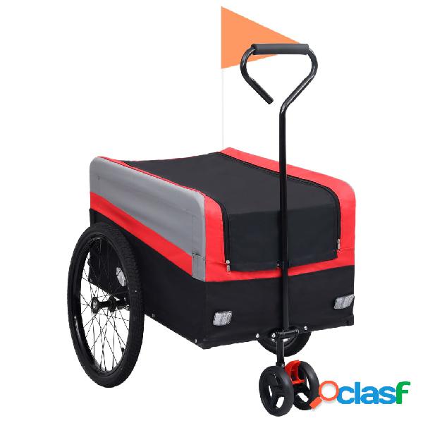 vidaXL Rimorchio per Bici e Carrello XXL 2 in 1 Rosso Grigio