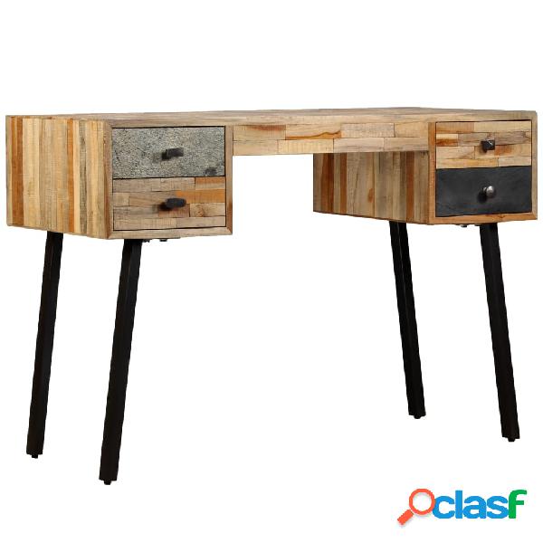 vidaXL Scrivania in Legno Massello di Teak Rigenerato