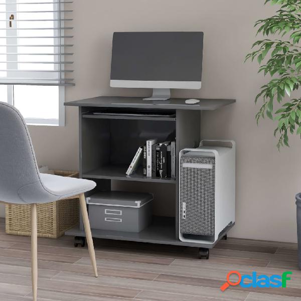 vidaXL Scrivania per Computer Grigio Lucido 80x50x75 cm in