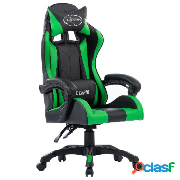 vidaXL Sedia da Gaming Verde in Similpelle