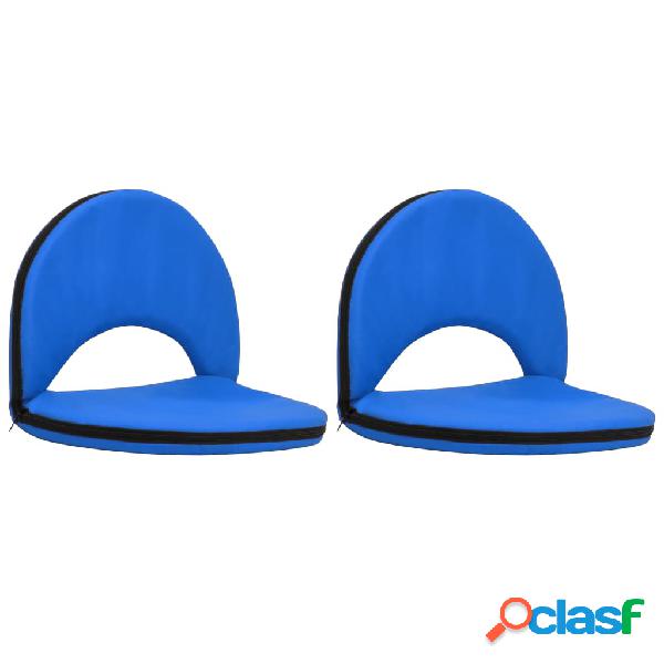 vidaXL Sedia da Terra Pieghevole 2 pz Blu Acciaio e Tessuto