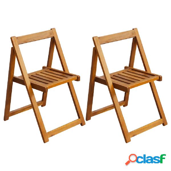 vidaXL Sedie da Giardino Pieghevoli 2 pz in Legno Massello