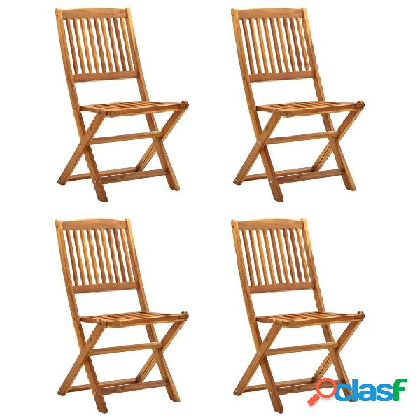vidaXL Sedie da Giardino Pieghevoli 4 pz in Legno Massello