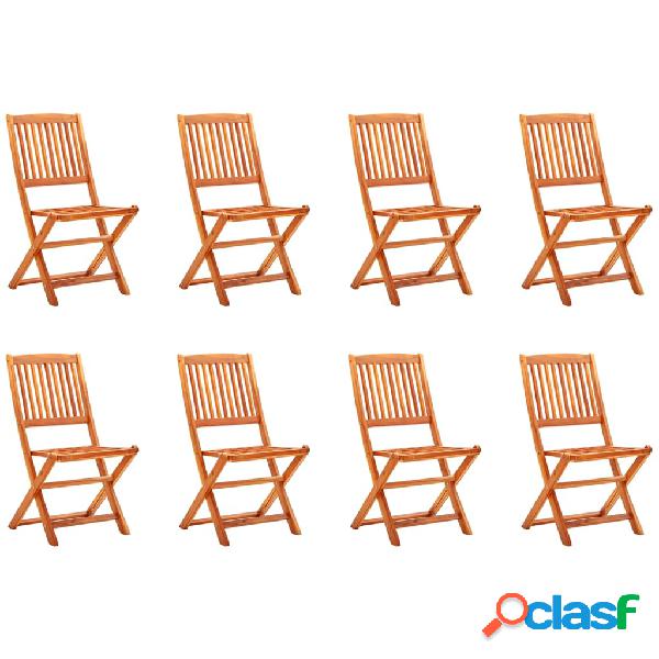 vidaXL Sedie da Giardino Pieghevoli 8pz in Legno Massello di