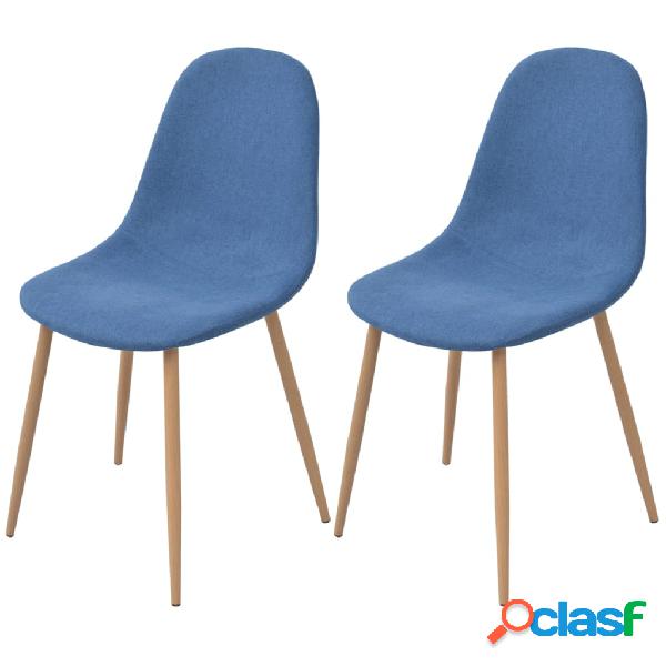 vidaXL Sedie da Pranzo 2 pz Blu in Tessuto