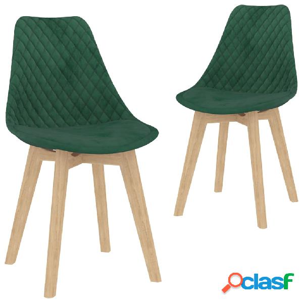 vidaXL Sedie da Pranzo 2 pz Verde Scuro in Velluto