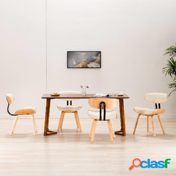 vidaXL Sedie da Pranzo 4 pz Crema in Legno Piegato e