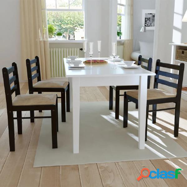 vidaXL Sedie da Pranzo 4 pz Marroni in Massello di Hevea e