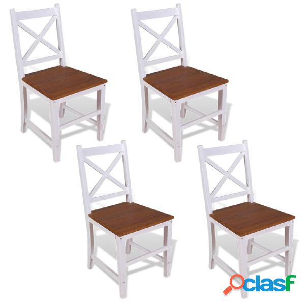 vidaXL Sedie da Pranzo 4 pz in Teak Massello e Mogano