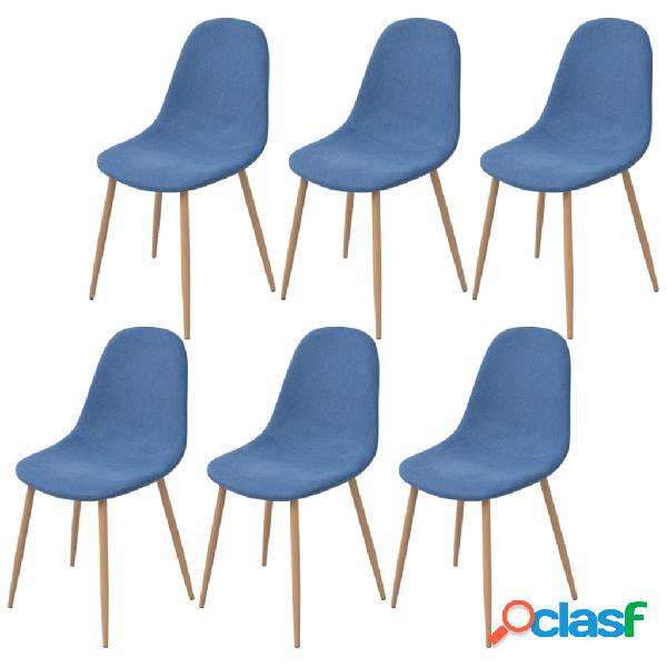vidaXL Sedie da Pranzo 6 pz Blu in Tessuto