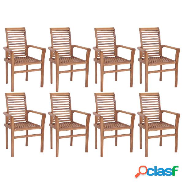 vidaXL Sedie da Pranzo Impilabili 8 pz in Massello di Teak