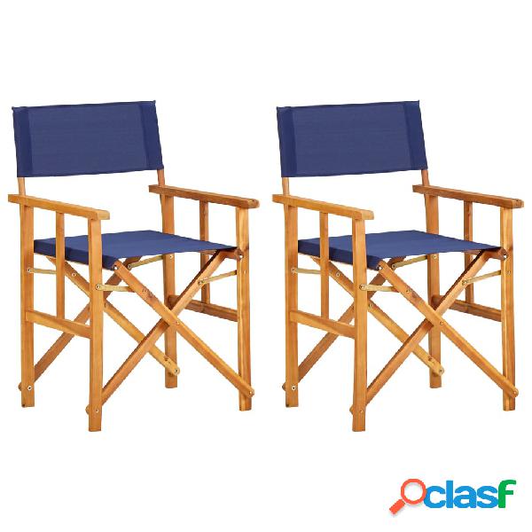 vidaXL Sedie da Regista 2 pz in Legno Massello di Acacia Blu