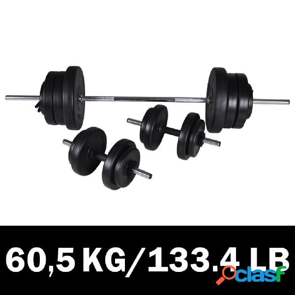 vidaXL Set Bilanciere e 2 Manubri 60,5 kg