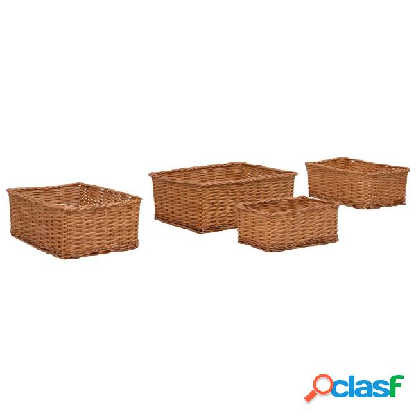 vidaXL Set Cestini Impilabili 4 pz Marroni in Salice