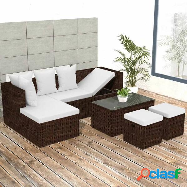 vidaXL Set Divani da Giardino 4 pz con Cuscini in Polyrattan