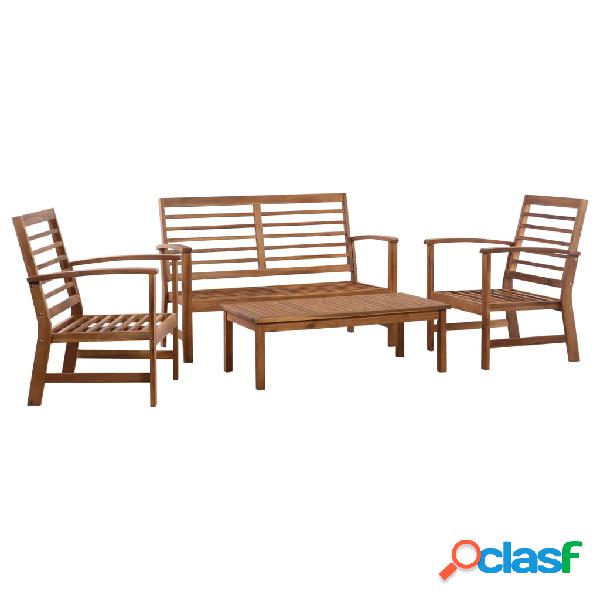 vidaXL Set Divani da Giardino 4 pz in Legno Massello di