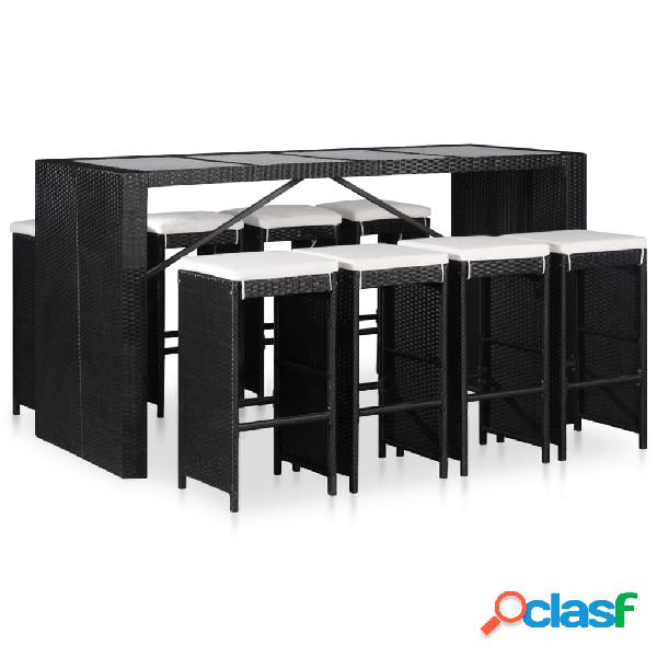 vidaXL Set Mobili da Pranzo per Giardino 9 pz in Polyrattan