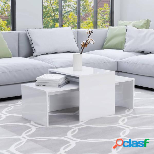 vidaXL Set Tavolini da Caffè Bianco Lucido 100x48x40 cm in