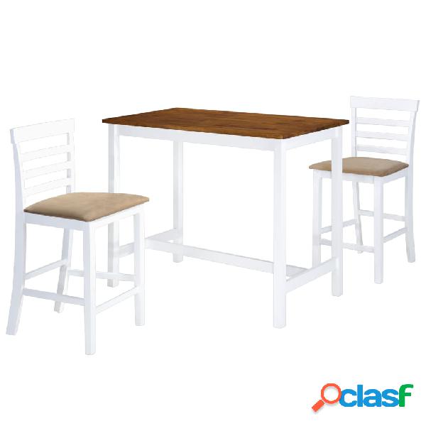 vidaXL Set Tavolo e Sedie da Bar 3 pz Legno Massello Marrone