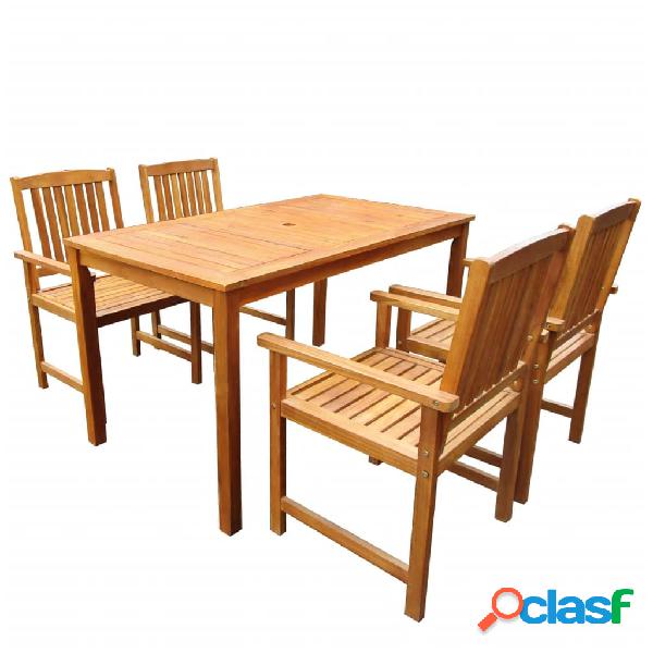 vidaXL Set da Pranzo da Giardino 5 pz in Legno Massello di