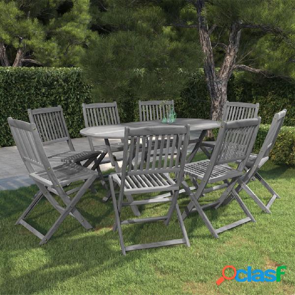 vidaXL Set da Pranzo per Giardino 9 pz Legno Massello di