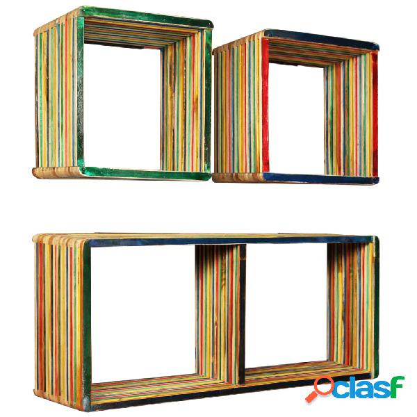 vidaXL Set di Mensole 3 pz in Massello di Teak di Recupero