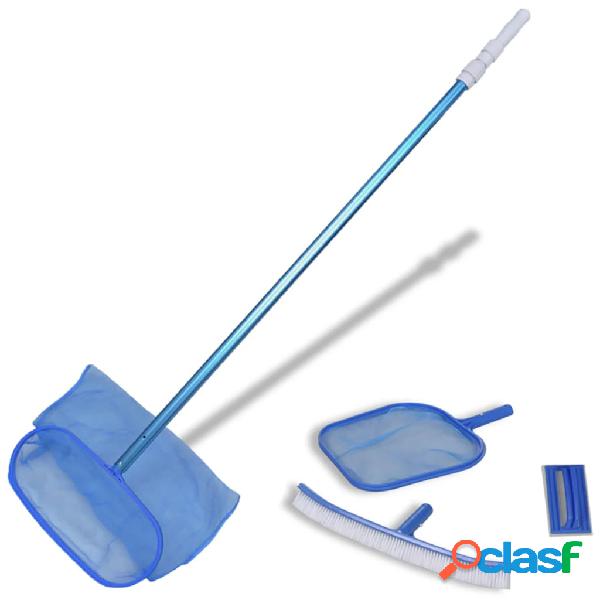 vidaXL Set pulizia piscina spazzola 2 schiumatoi foglie 1