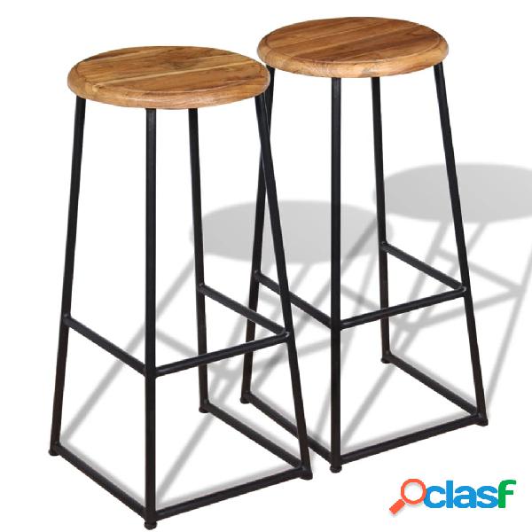 vidaXL Sgabelli da Bar 2 pz in Legno Massello di Teak