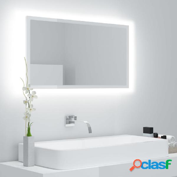 vidaXL Specchio da Bagno con LED Bianco Lucido 80x8,5x37 cm