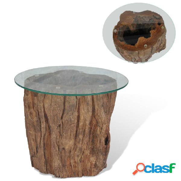 vidaXL Tavolino da Caffè in Legno di Teak e Vetro 50x40 cm