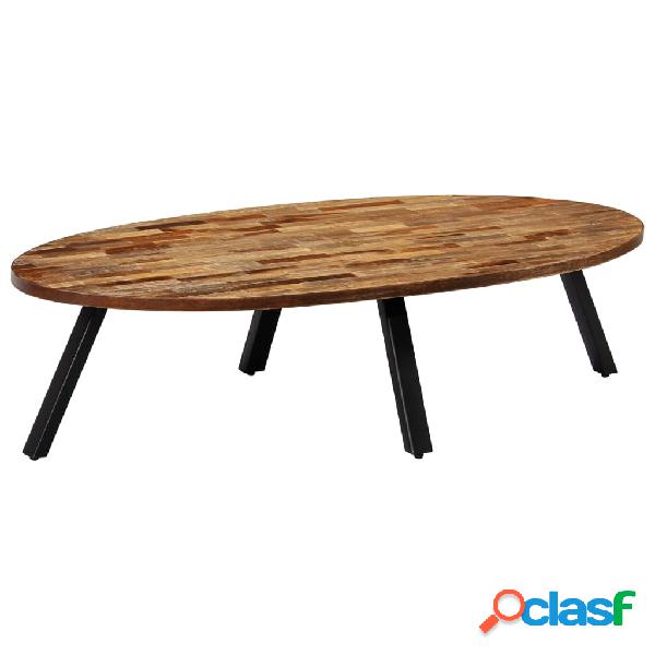 vidaXL Tavolino in Legno di Teak Rigenerato Ovale 120x60x30