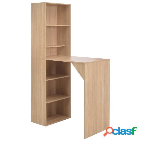 vidaXL Tavolo da Bar con Mobiletto Rovere 115x59x200 cm