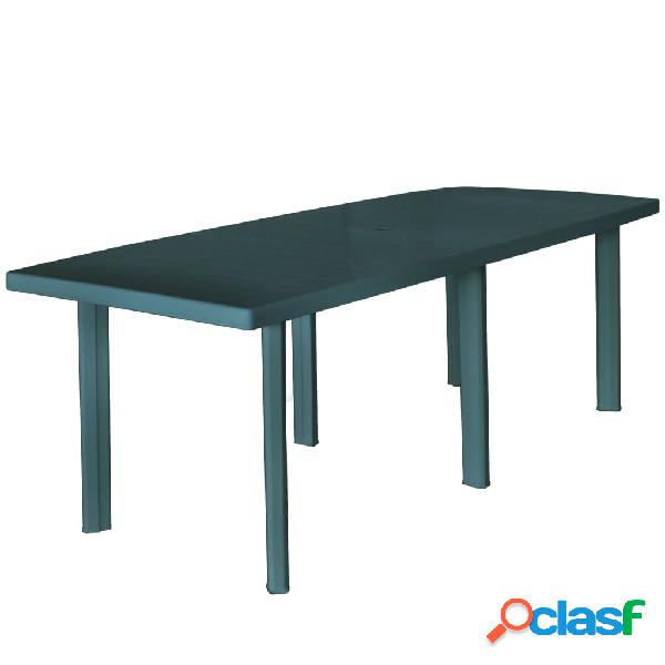 vidaXL Tavolo da Giardino Verde 210x96x72 cm in Plastica