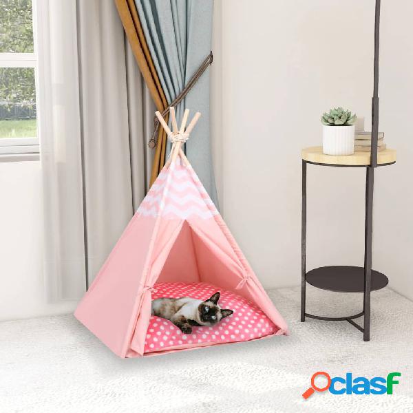 vidaXL Tenda Tipi per Gatti con Borsa Rosa Microfibra