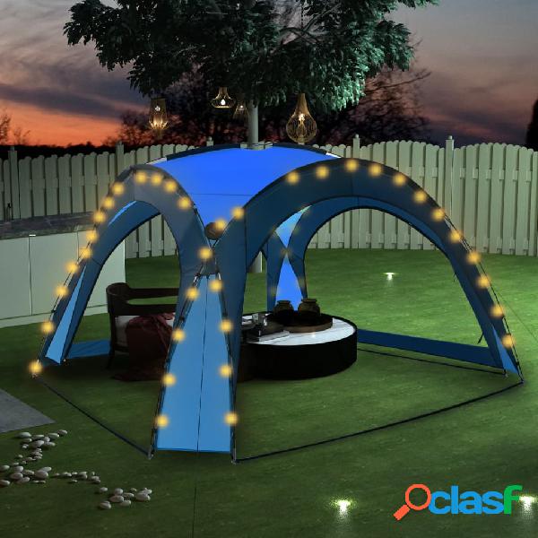 vidaXL Tenda per Feste con LED e 4 Pareti 3,6x3,6x2,3 m Blu