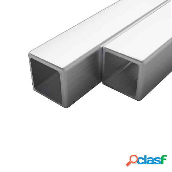 vidaXL Tubi in Acciaio Inox Sezione Quadrata 2 pz V2A 2m